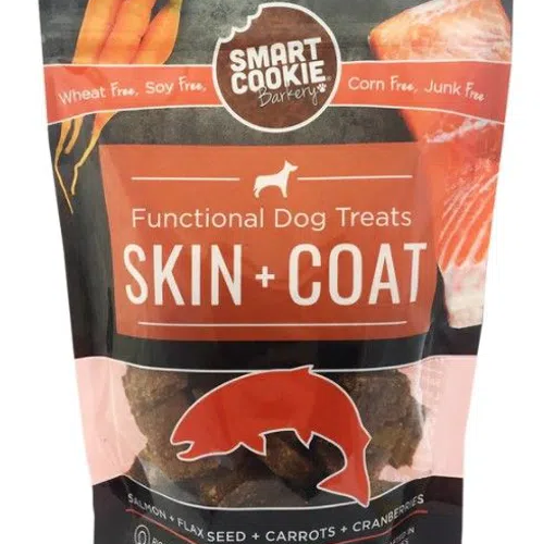 Smart Cookie Barkery Functional Dog Treats - Skin & Coat - Salmon, Flax Seed, Cranberries and Carrots 8oz