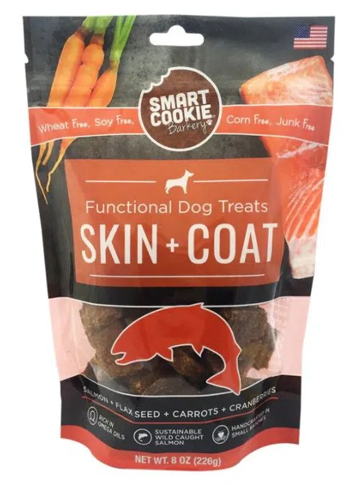 Smart Cookie Barkery Functional Dog Treats - Skin & Coat - Salmon, Flax Seed, Cranberries and Carrots 8oz image2